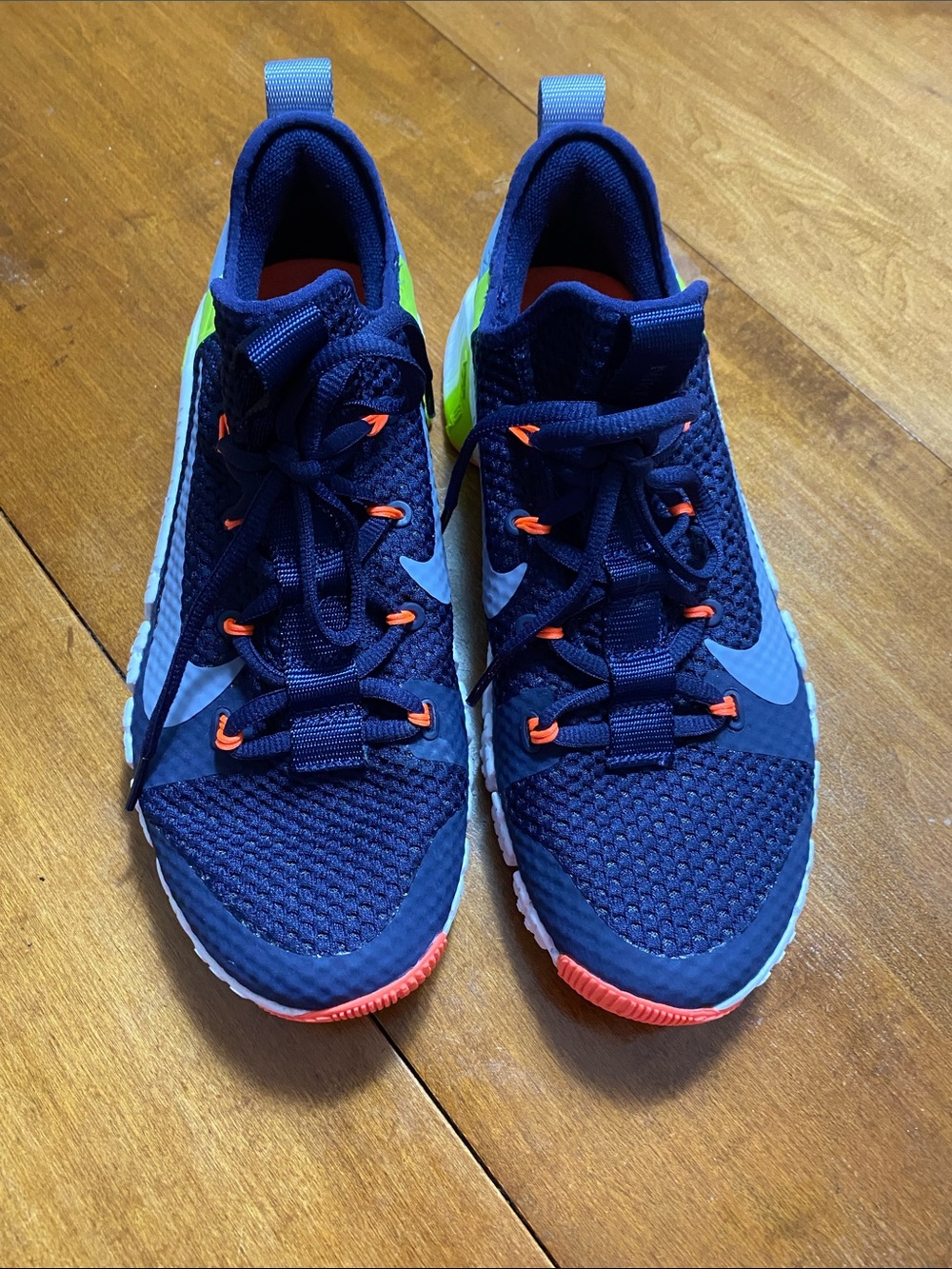 Nike Men's Navy Athletic Shoes with Lime & Bright Orange Accents Metcon